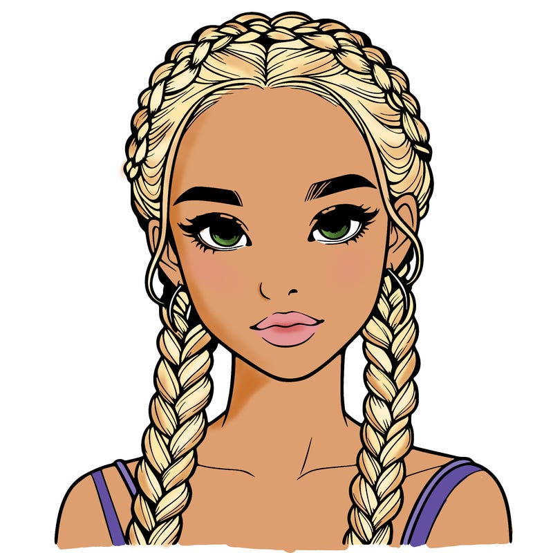 realistic girl with braids