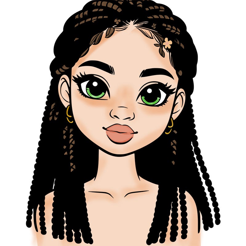 a realistic black girl with braids