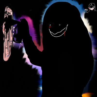 realistic girl with mask spray painting a wall