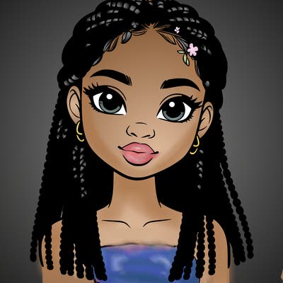a realistic black girl with braids