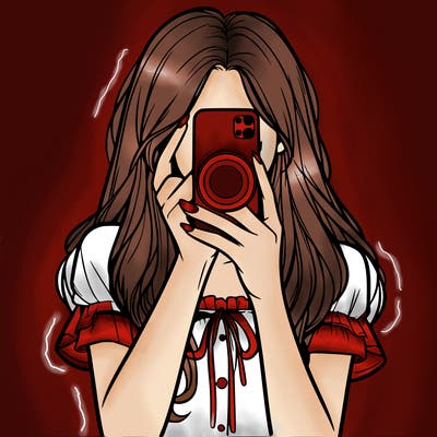 a realistic girl holding her phone taking pictures