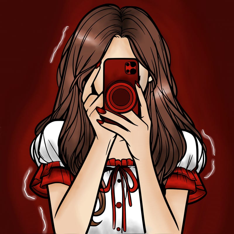 a realistic girl holding her phone taking pictures