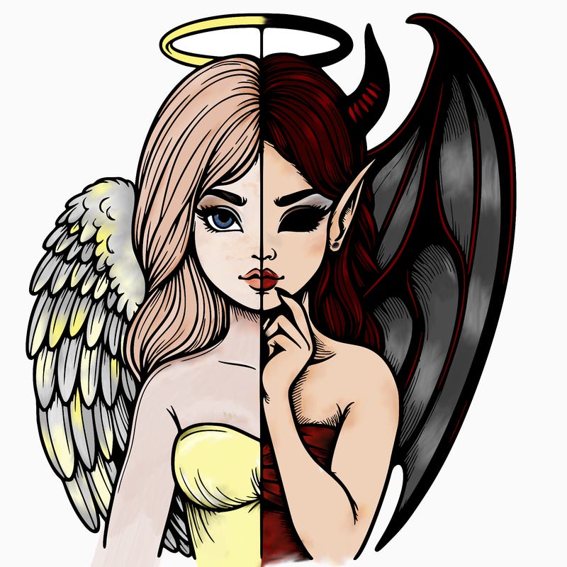 realistic angel half demon