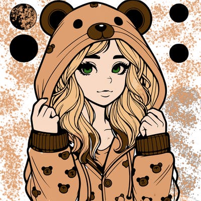 realistic girl in a animal pjs hoodie