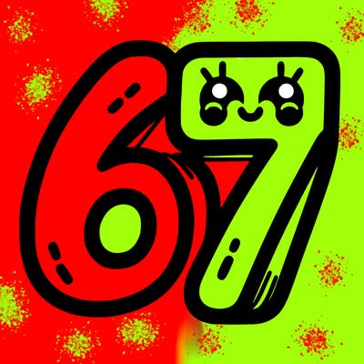the numbers 67