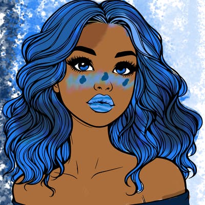 realistic girl with wavy hair and lips