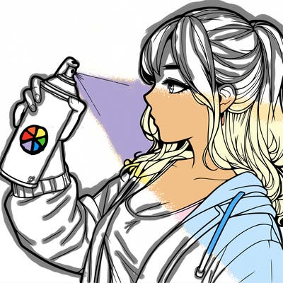 a realistic girl spray, painting