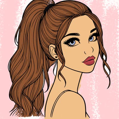 realistic pretty girl with high pony tail