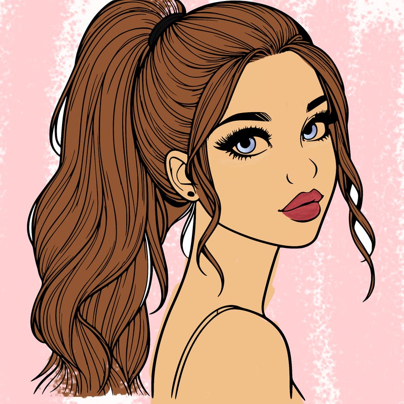 realistic pretty girl with high pony tail