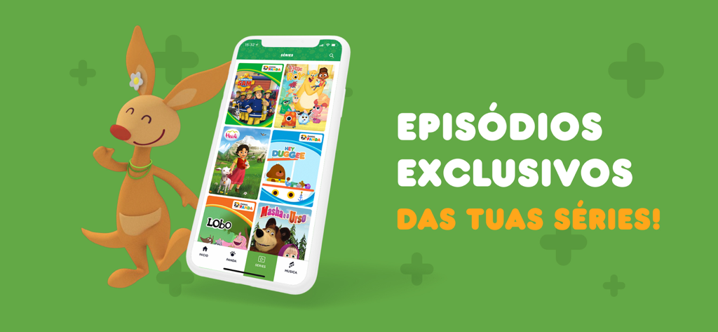 Panda+ - Panda+ mobile app showing exclusive kids series and cartoons on a smartphone