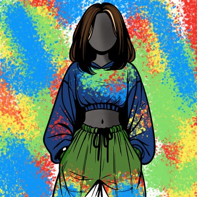 realistic girl faceless with baggy pants and a crop top