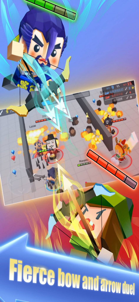 Characters engaging in a fierce bow and arrow duel in the Arrow.io multiplayer arena