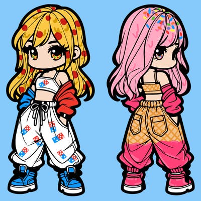 girl in crop top and baggy pants