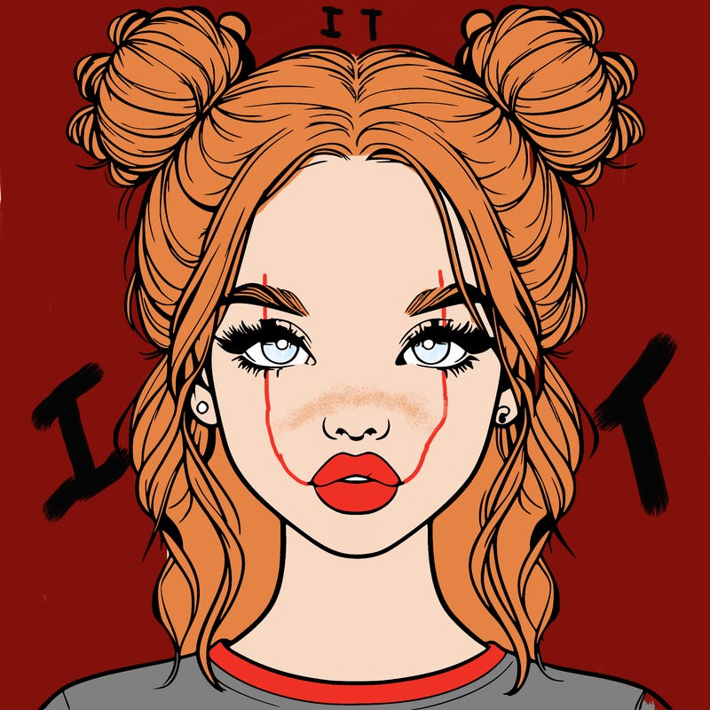 realistic girl with two buns in hair and lips