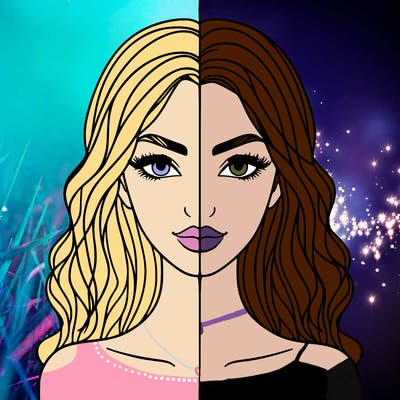 butiful women with a line down the middle