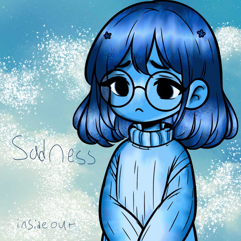 sad girl with glasses in a sweater