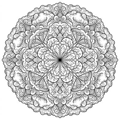 Discover serene beauty with our Altostratus Clouds Mandala coloring page. This intricate circular design brings the tranquil patterns of mid-level clouds to your fingertips, offering a unique and calming creative experience.