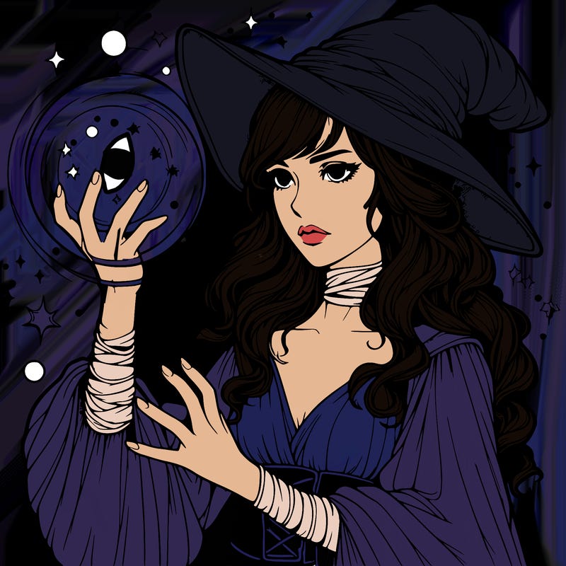 realistic women sorcerer using magic