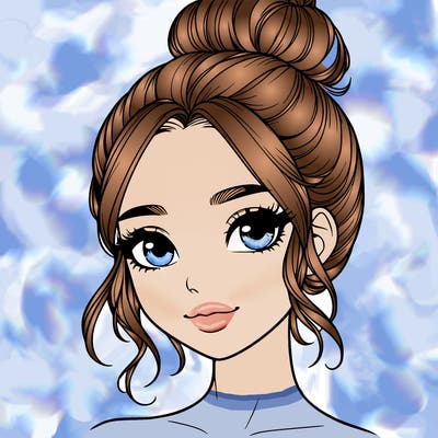 realistic pretty girl with hair in bun