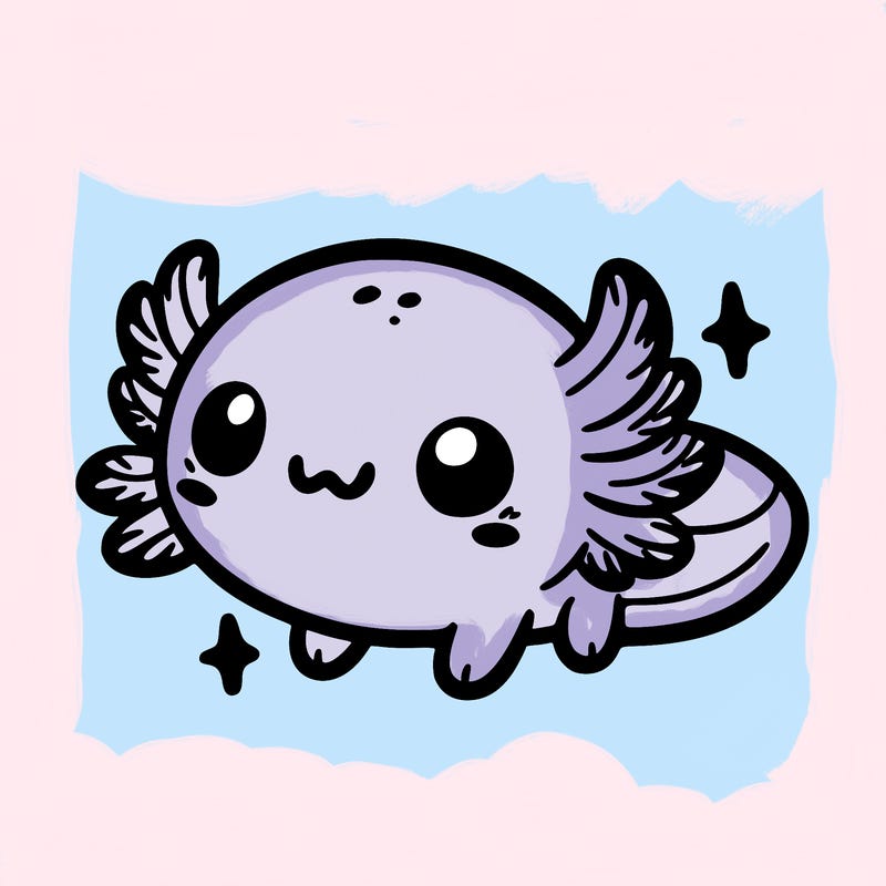 cute easy baby axolotl