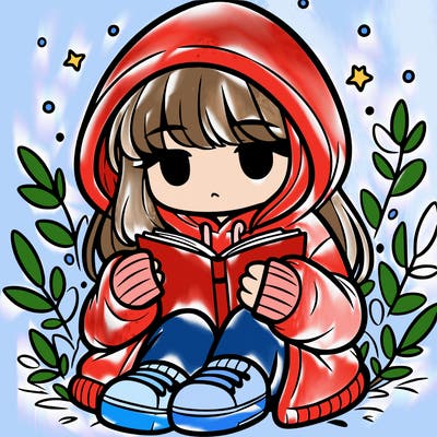 girl in oversized hoodie reading a book