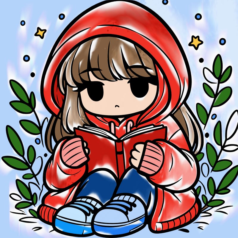 girl in oversized hoodie reading a book