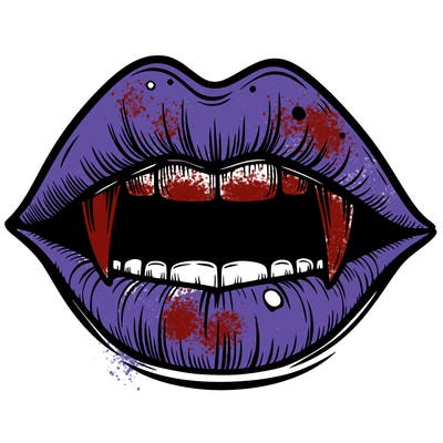 lips with vampire teeth