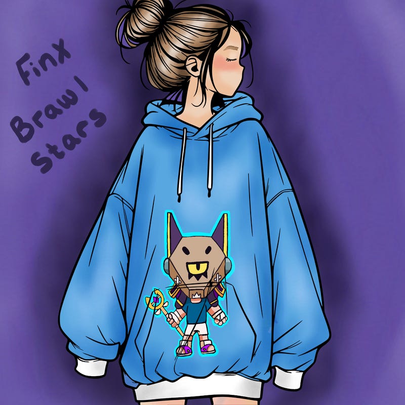 realistic girl with a oversized sweatshirt on and a bun