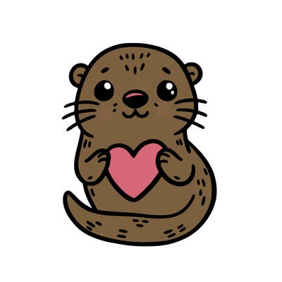 otter with a heart