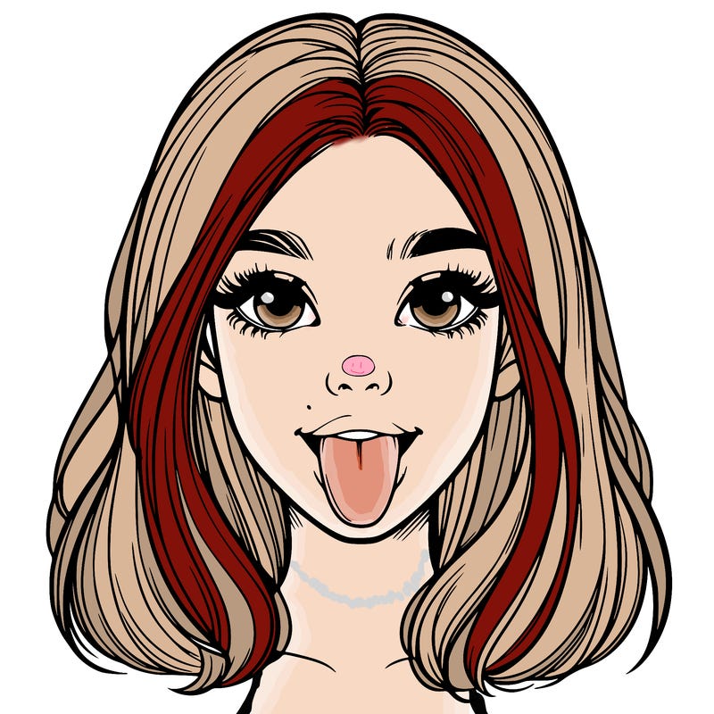 realistic girl with her tongue out