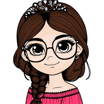 a girl with one braid and glasses who is a princess realistic