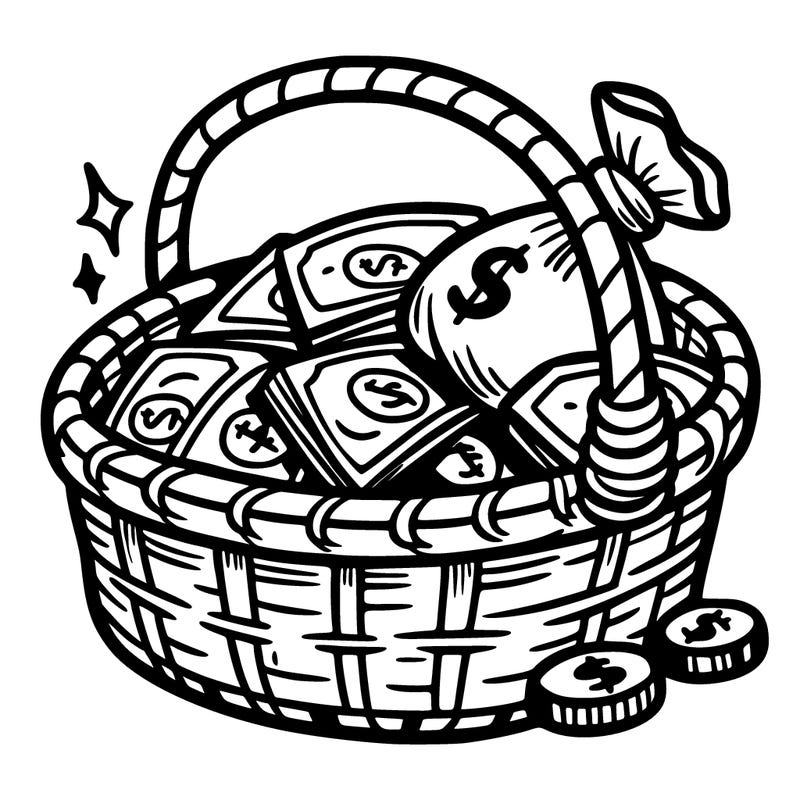 money in a basket