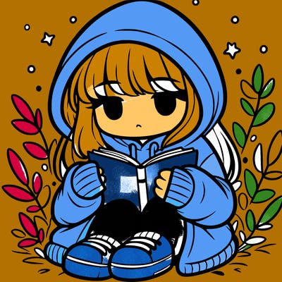 girl in oversized hoodie reading a book