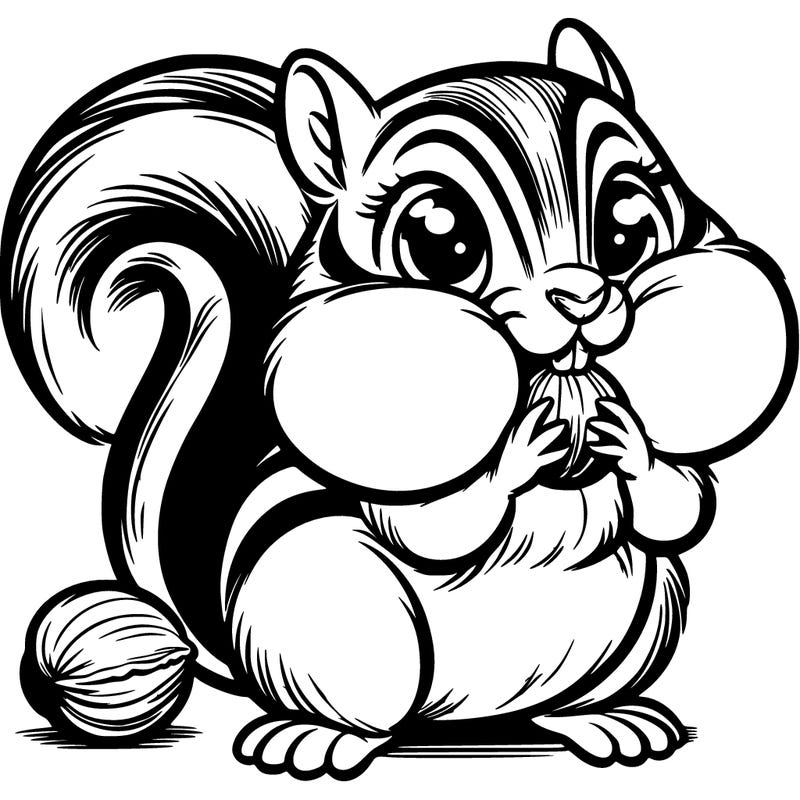 chipmunk: stuffing its cheeks with nuts.