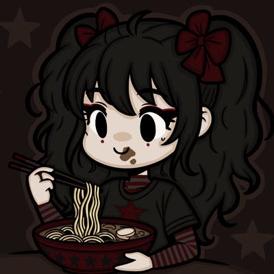 a girl eating ramen