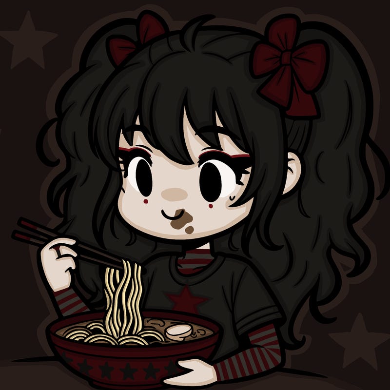 a girl eating ramen