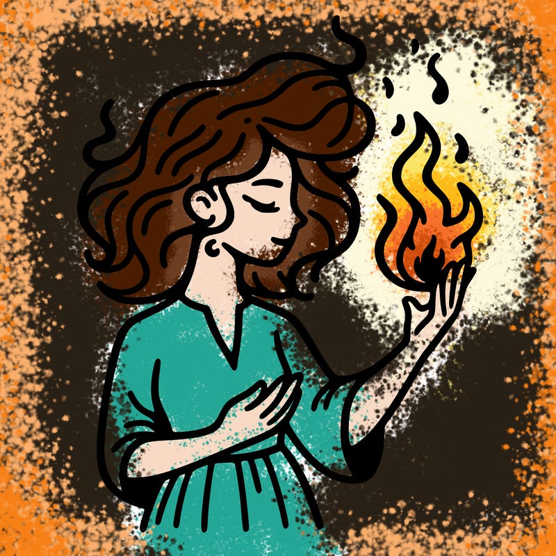 woman with fire