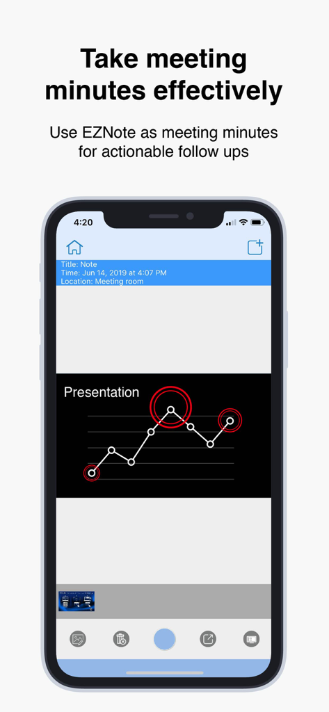 EZCast Pro - Aplicación EZCast Pro mostrando la función EZNote para anotar diapositivas de presentación y tomar notas de reunión.