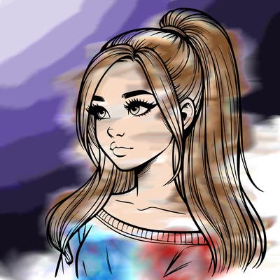 realistic girl with a high ponytail