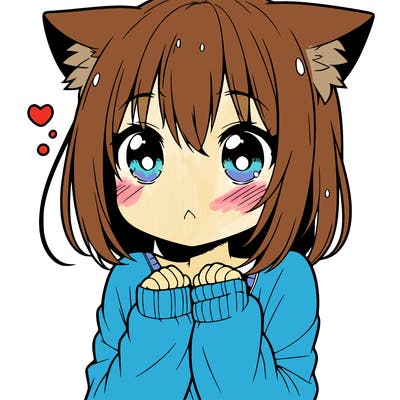 shy anime catgirl