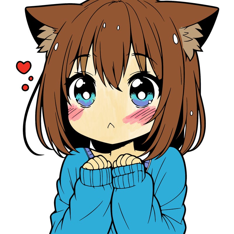 shy anime catgirl