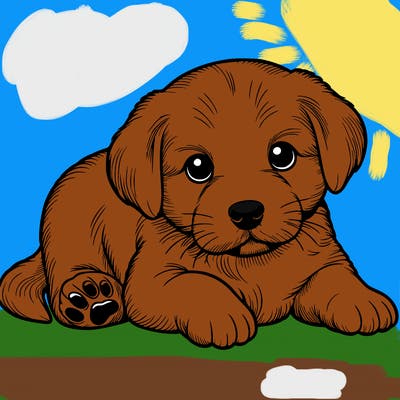 a cute realistic puppy