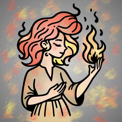 woman with fire