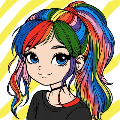 realistic girl with ponytail