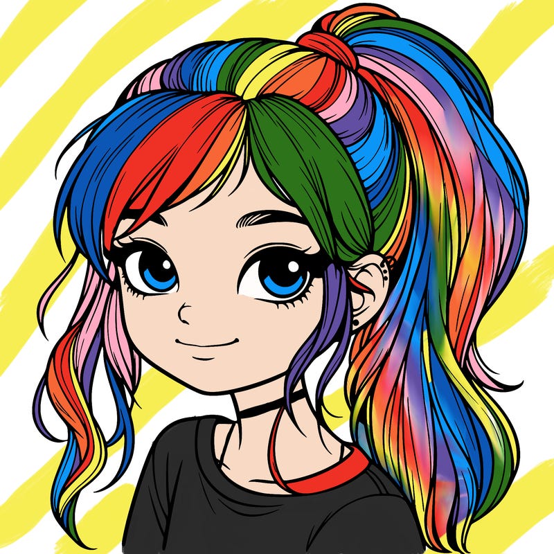 realistic girl with ponytail