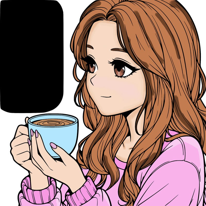 realistic girl drinking coffee