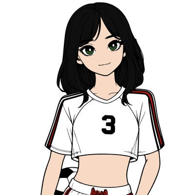 realistic girl wearing soccer jersey