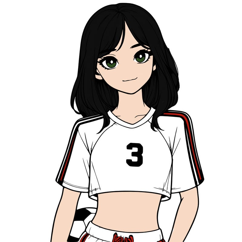 realistic girl wearing soccer jersey