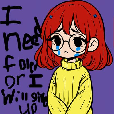 sad girl with glasses in a sweater