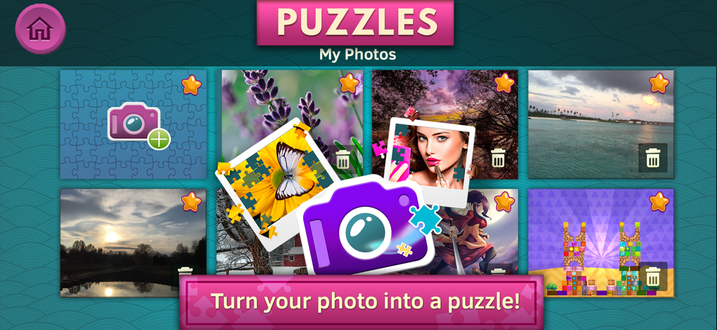 Schnittstelle zur Erstellung individueller Puzzles aus persönlichen Fotos in der App